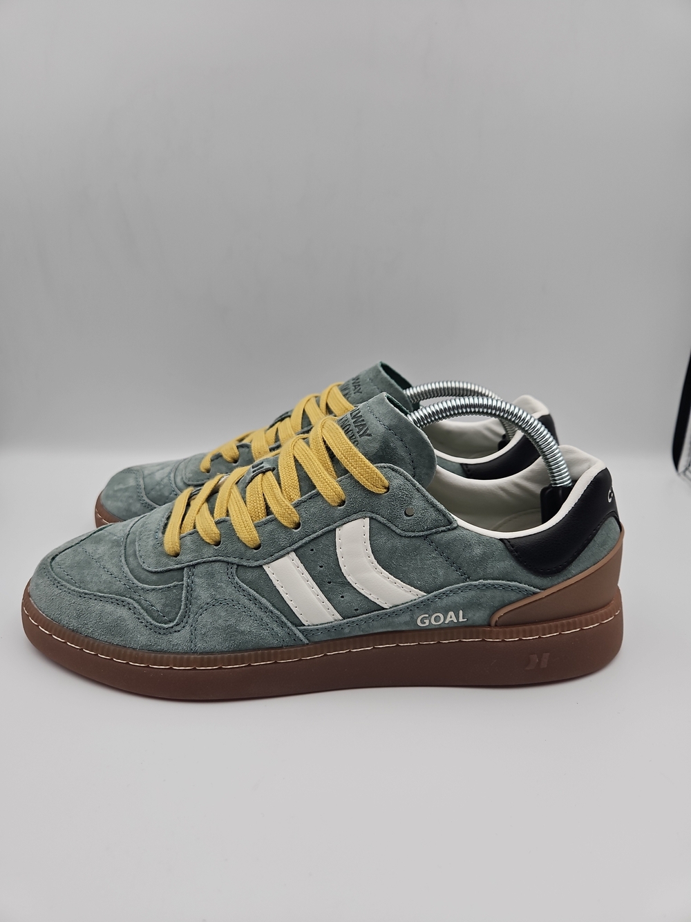 Coolway Men's Suede Green Sneakers with Yellow Laces